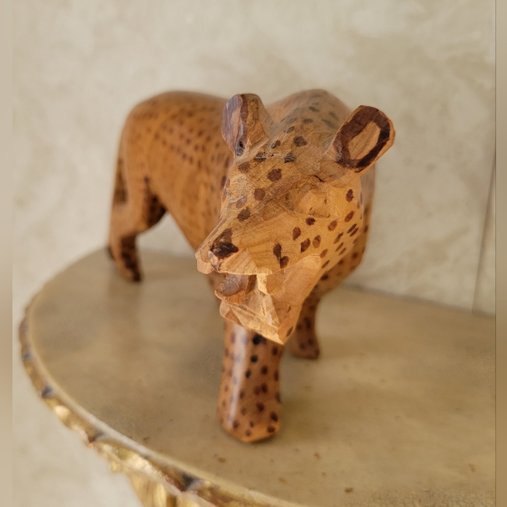 Handcrafted Wooden Leopard Figurine